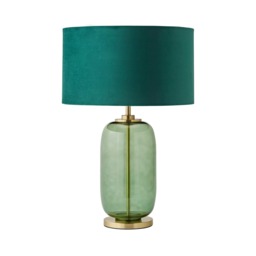 ValueLights Leigh Forest Green and Gold Table Lamp Green Velvet Shade Green