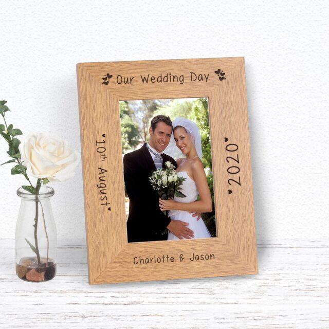 Personalised Our Wedding Day Wood Picture Frame 6 x 4 Wedding Couple