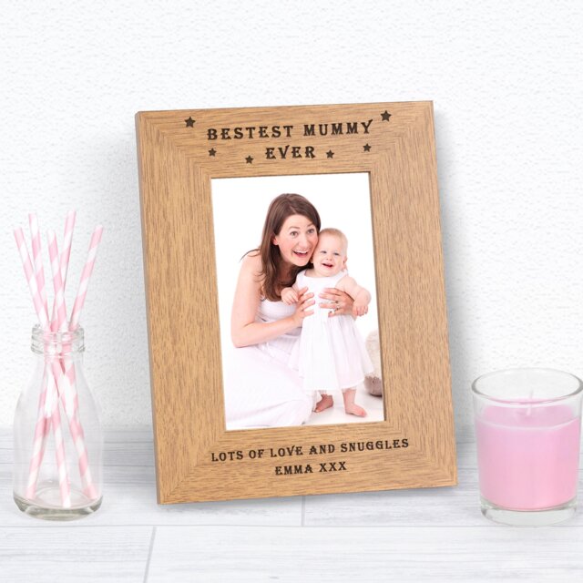 Personalised Bestest Mummy Ever Wood Picture Frame 6x4 Mothers Day