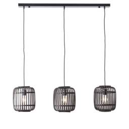 Mathias Bar Pendant Ceiling Lamp, Dark Bamboo, Plywood With Matt Black Paint