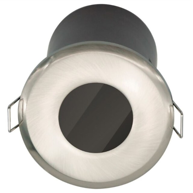 Set of 20 Fire Rated Bathroom Recessed Downlights - Brushed Steel IP65 Chrome Brushed steel plate and clear glass diffuser Large 20