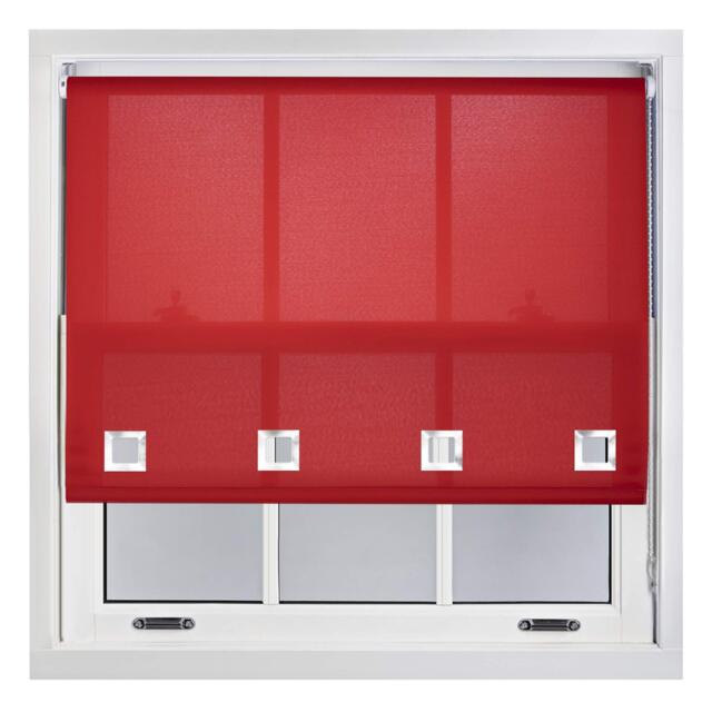 FURNISHED Daylight Roller Blinds with Large Eyelets Cut to Size Sheer Fabric Red Red (W) 240cm x (L) 165cm