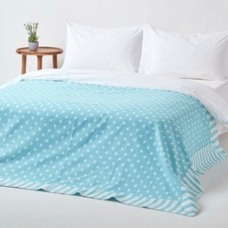 Homescapes Cotton Stars and Stripes Decorative Blue Sofa Throw - 150 x 200 cm