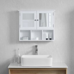 Bath Vida Priano 2 Door Mirrored Wall Mounted Bathroom Cabinet With 3 Compartments, White