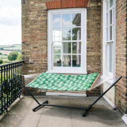 London Boutique Outdoor Garden Hammock with Stand, Headrest, (W)147cm x (H)43cm x (D)52cm