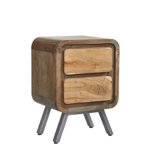 Aspen 2 Drawer Lamp Table - Metal - Wood - L40 x W45 x H60 cm