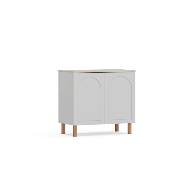 Bohem Sideboard 2 Doors W 90 cm x H 85 cm x D 50 cm White White and Travertine 1