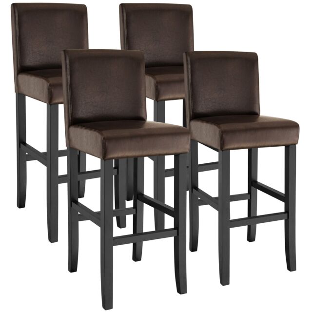 Bar Stools with a padded backrest and faux leather cover Brown brown 41 x 40 x 107 cm 4