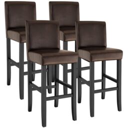 Bar Stools with a padded backrest and faux leather cover Brown brown 41 x 40 x 107 cm 4