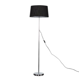 ValueLights Charlie Chrome Floor Lamp Black Doretta Shade Silver