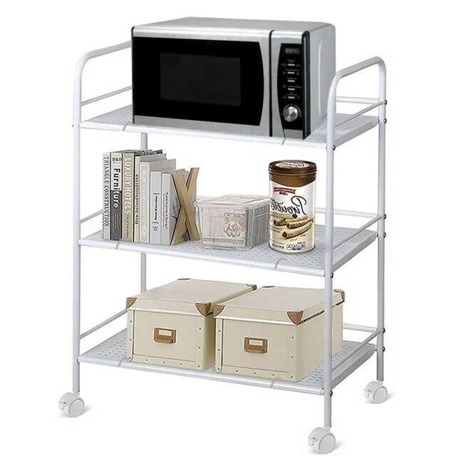 3 Tier Rolling Trolley Kitchen Storage Cart on Wheels with Wax Treatment