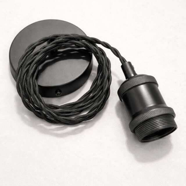 CGC Lacey Matt Black 1.5m Adjustable E27 Ceiling Pendant with Matching Rose