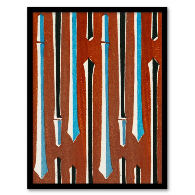 "Vintage Japanese Bamboo Pattern Retro Japan Framed Wall Art Print Korin 12x16"""