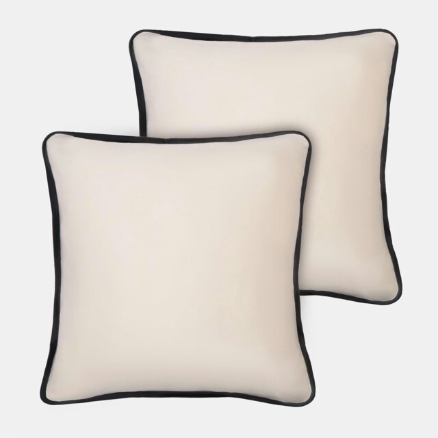 OHS 2 x Matte Velvet Piped Edge Cushion Covers, 45x45cm - Cream