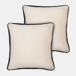 OHS 2 x Matte Velvet Piped Edge Cushion Covers, 45x45cm - Cream