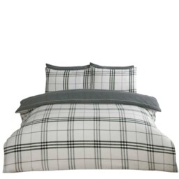 Harris Check Polyester Duvet Cover Set with Pillowcase Grey King 1