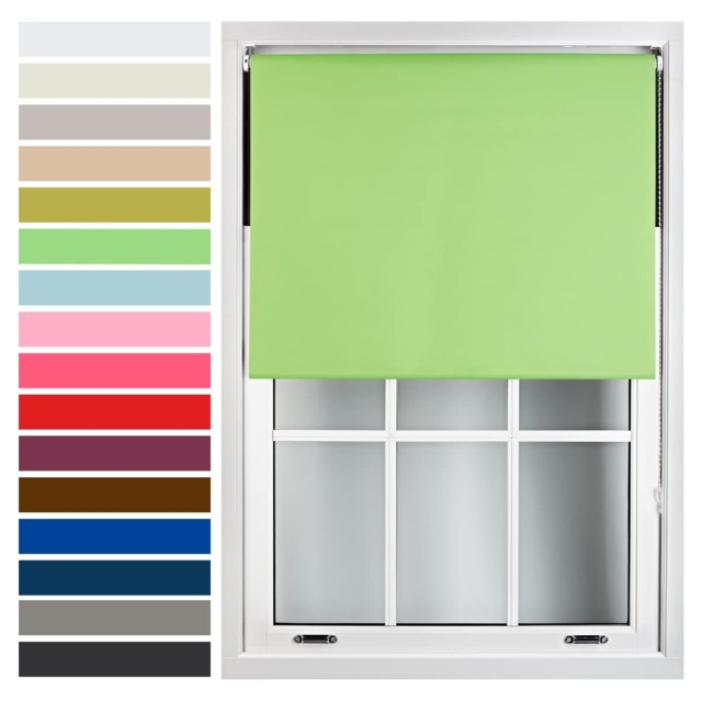 FURNISHED Roller Blind Made to Measure Blackout Fabric with Metal Fittings Easy Fit Green Lime (W) 90cm x (L) 210cm