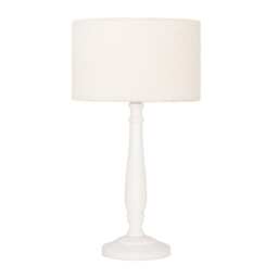 ValueLights Victoria White Wood Table Lamp Cream Boucle Shade White Cream