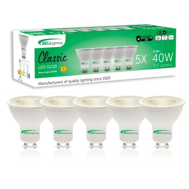 BELL Lighting GU10 LED Spotlight 4.4W Energy Saving Light Bulbs White Warm White - 3000K 5