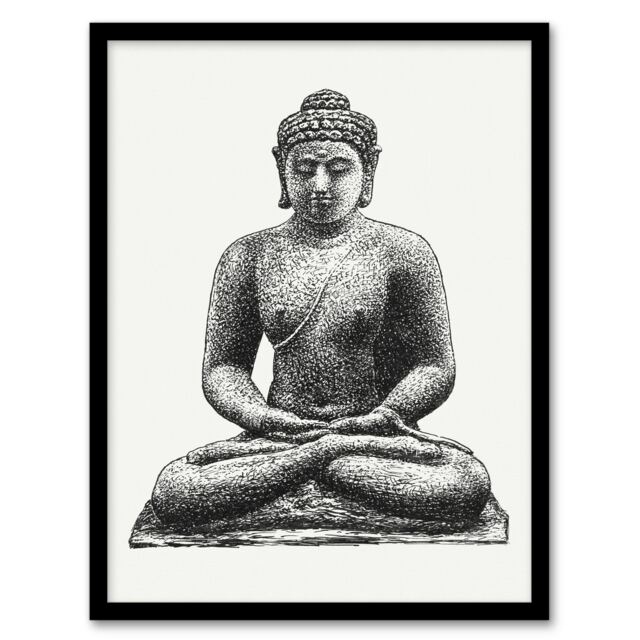 "Buddha On The Borobudur Drawing Leo Gestel Framed Wall Art Print 12X16"""