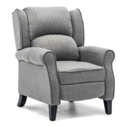 Eaton Wing Back Fireside Herringbone Fabric Pushback Recliner Chair (Grey)