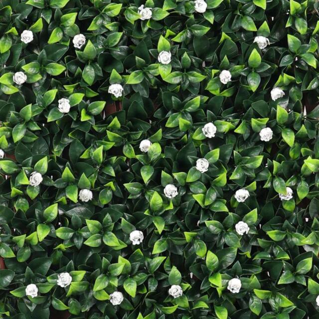True Products Premium Expanding Trellis Fence - Artificial Laurel & White Flower Garden Wall Screening
