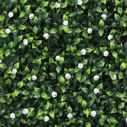True Products Premium Expanding Trellis Fence - Artificial Laurel & White Flower Garden Wall Screening