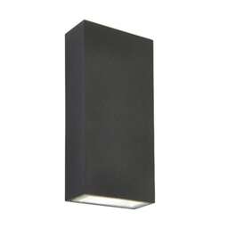 Morti Integrated LED 2 Light Outdoor Up Down Wall Light Textured Dark Matt Anthracite, Glass IP44