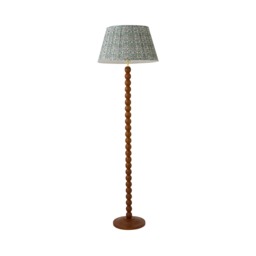ValueLights Bobble Walnut Floor Lamp Floral Pleat Shade and Bulb
