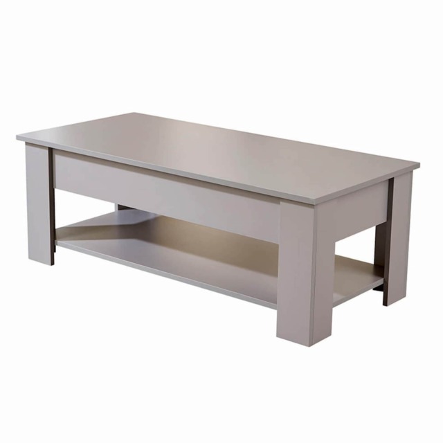 Wooden Coffee Table With Lift Up Top Storage Area and Magazine Shelf Grey