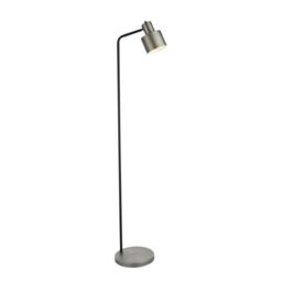 Mayfield Task Floor Lamp Brushed Silver Plate Finish, Matt Black