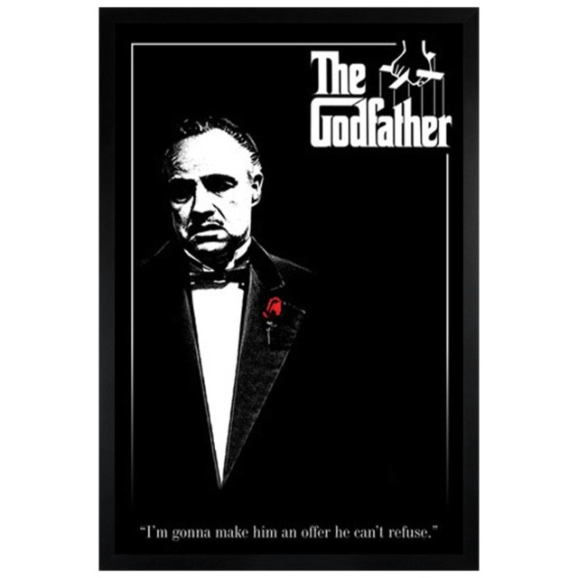 Black Wooden Framed Don Vito Corleone with a Red Rose Maxi Poster Multi