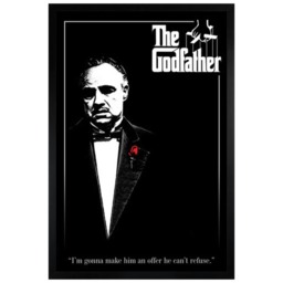 Black Wooden Framed Don Vito Corleone with a Red Rose Maxi Poster Multi