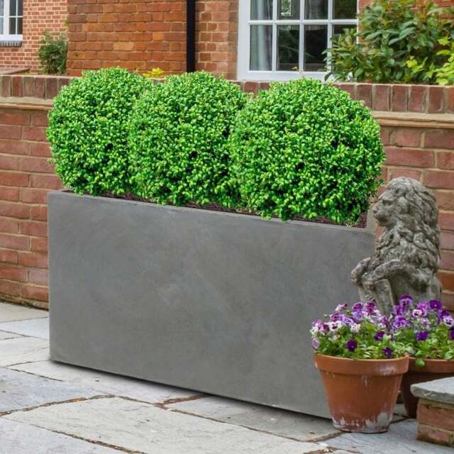 Light Concrete Grey Trough Garden Planter H51.5 L100 W36 cm, 185 ltrs Cap.