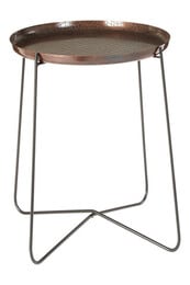 Orsina Sleek Large Copper And Black Side Table, Round Top Small Lounge Table, Contemporary Bed Side Table