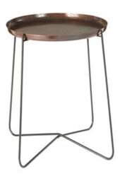 Orsina Sleek Large Copper And Black Side Table, Round Top Small Lounge Table, Contemporary Bed Side Table