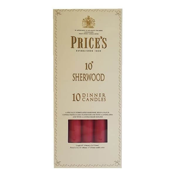 "Prices 10"" Sherwood Candle Wine Red Pack Of 10"