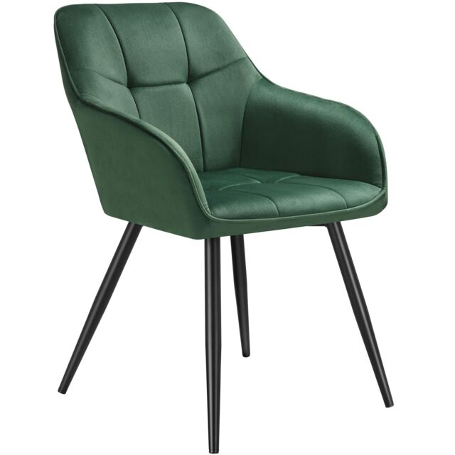Dining Chair Marilyn - velvet look, quilted pattern Green dark green / black 1