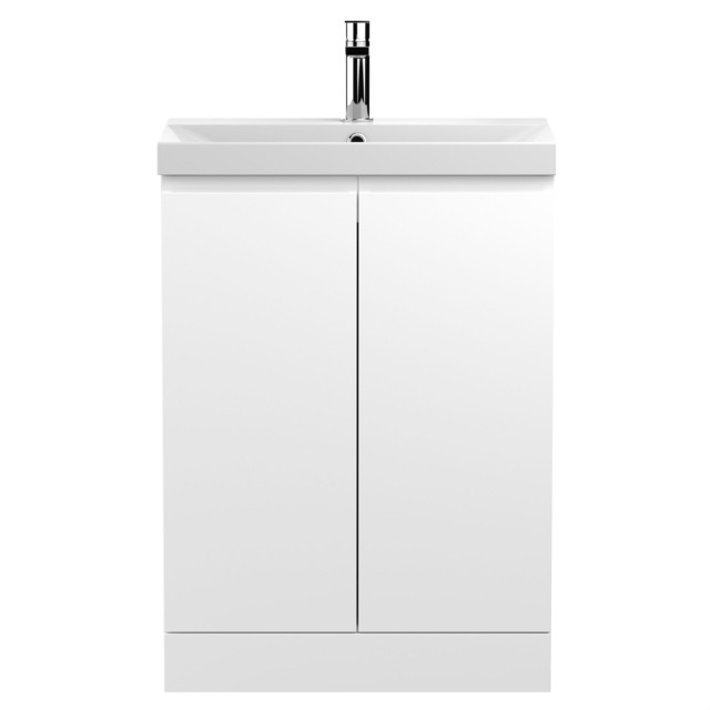 Balterley Mavesyn Contemporary 2 Door Floor Standing Vanity Unit with Thin Edge Basin, Satin White, 600mm