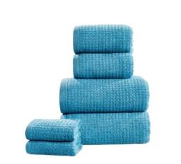 Waffle Pure Cotton Face Towels Super Soft and Absorbant Blue Face cloth 1