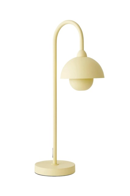 ValueLights Tilly Pastel Lemon Arched Dome Shade Metal Table Lamp and Bulb