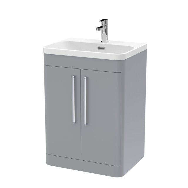 Balterley Aldershawe 2 Door Vanity Unit, Thin Edge Ceramic Basin, 600mm, Grey