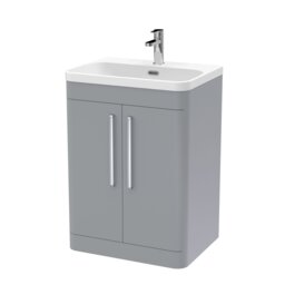Balterley Aldershawe 2 Door Vanity Unit, Thin Edge Ceramic Basin, 600mm, Grey
