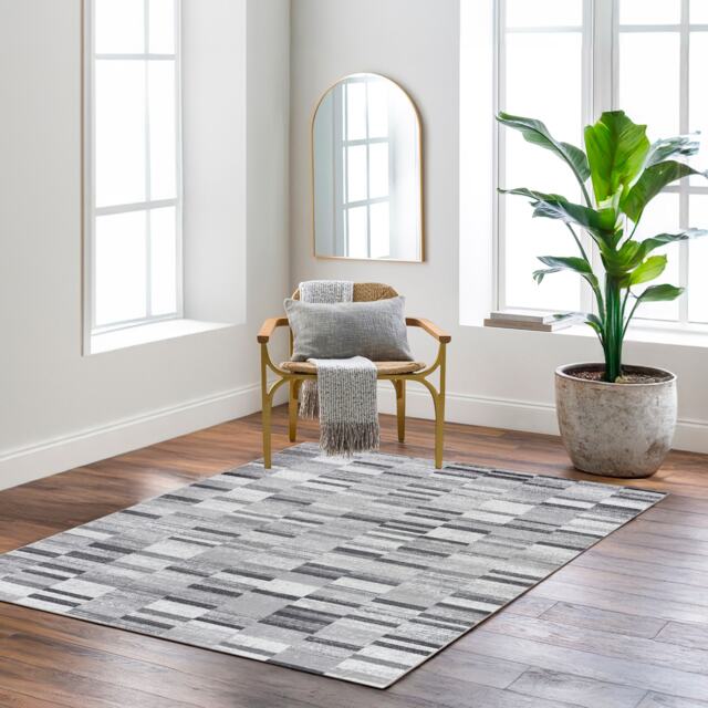 LIVABLISS Monte Carlo-Modern Graphic Rug 120 x 170 cm Black White Grey