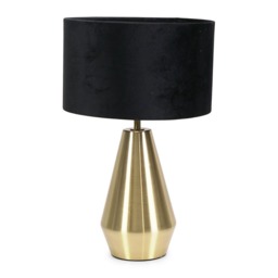 ValueLights Jax Antique Brass Touch Table Lamp Black Velvet Shade and Bulb