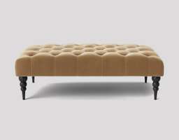 Alyana 180cm Rectangle Ottoman Bench with Wooden Legs- Mink Plush Velvet Chesterfield Upholstered Footstool