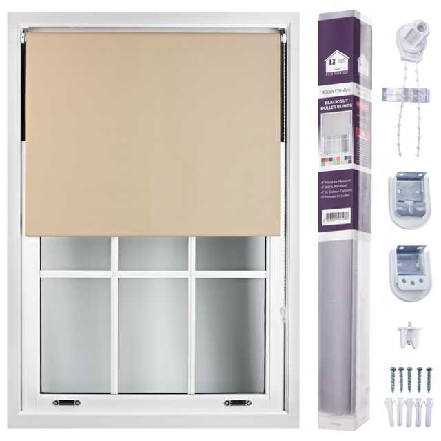 FURNISHED Made to Measure Blackout Blinds Easy Fit UV Protection Insulated Window Shade (W)90cm x (L)165cm Brown Cappuccino (W) 90cm x (L) 165cm