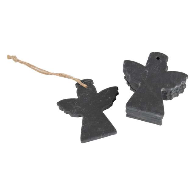 Nicola Spring Slate Christmas Tree Decorations - 7 x 7cm - Angel - Pack of 6