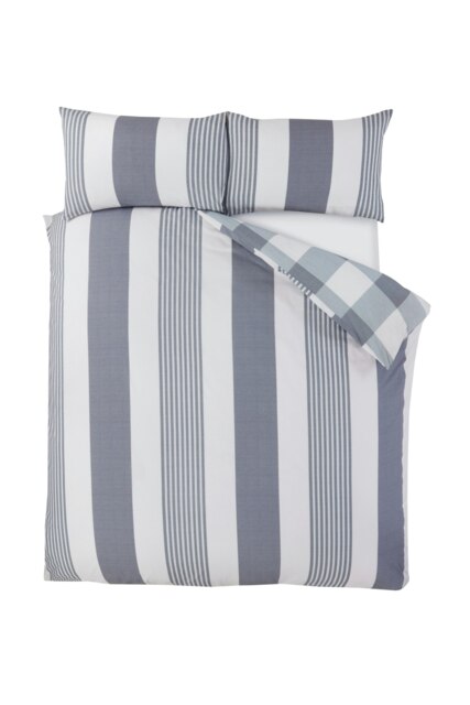 PH Chambray Stripe Duvet Cover Set with Pillowcase Blue Super King 1