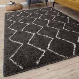 The Rugs Moroccan Collection Soft High Pile Shaggy Zigzag Rugs and Runners Living Room